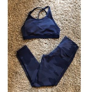 Aerie navy camo high waisted leggings and bra set